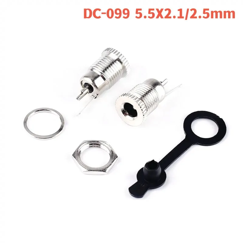 DC-099 5.5mm x 2.1mm 2.5mm DC Power Jack Socket DC099 Female Panel Mount Connector Metal 5.5*2.1 5.5*2.5