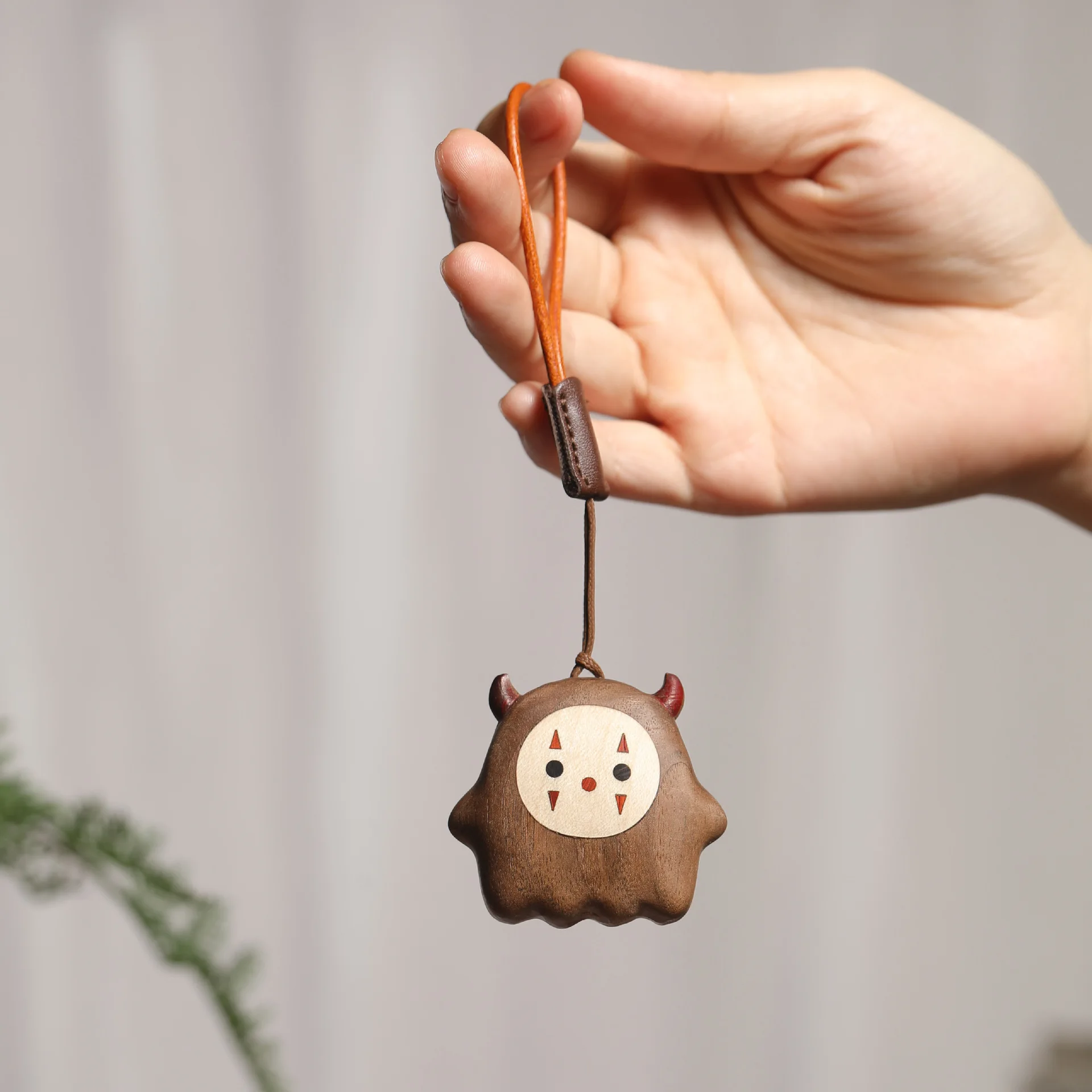 Walnut Wood Little Devil Pendant Household Creative Solid Wood Assembly Bag Hanging Decoration Simple Cute Little Devil Pendant