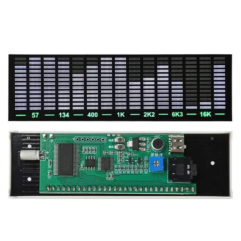 DTA4-Multi-Mode Voice Control Music Spectrum LED Pickup Rhythm Analyzer Light Display Audio Level Indicator VU Meter New