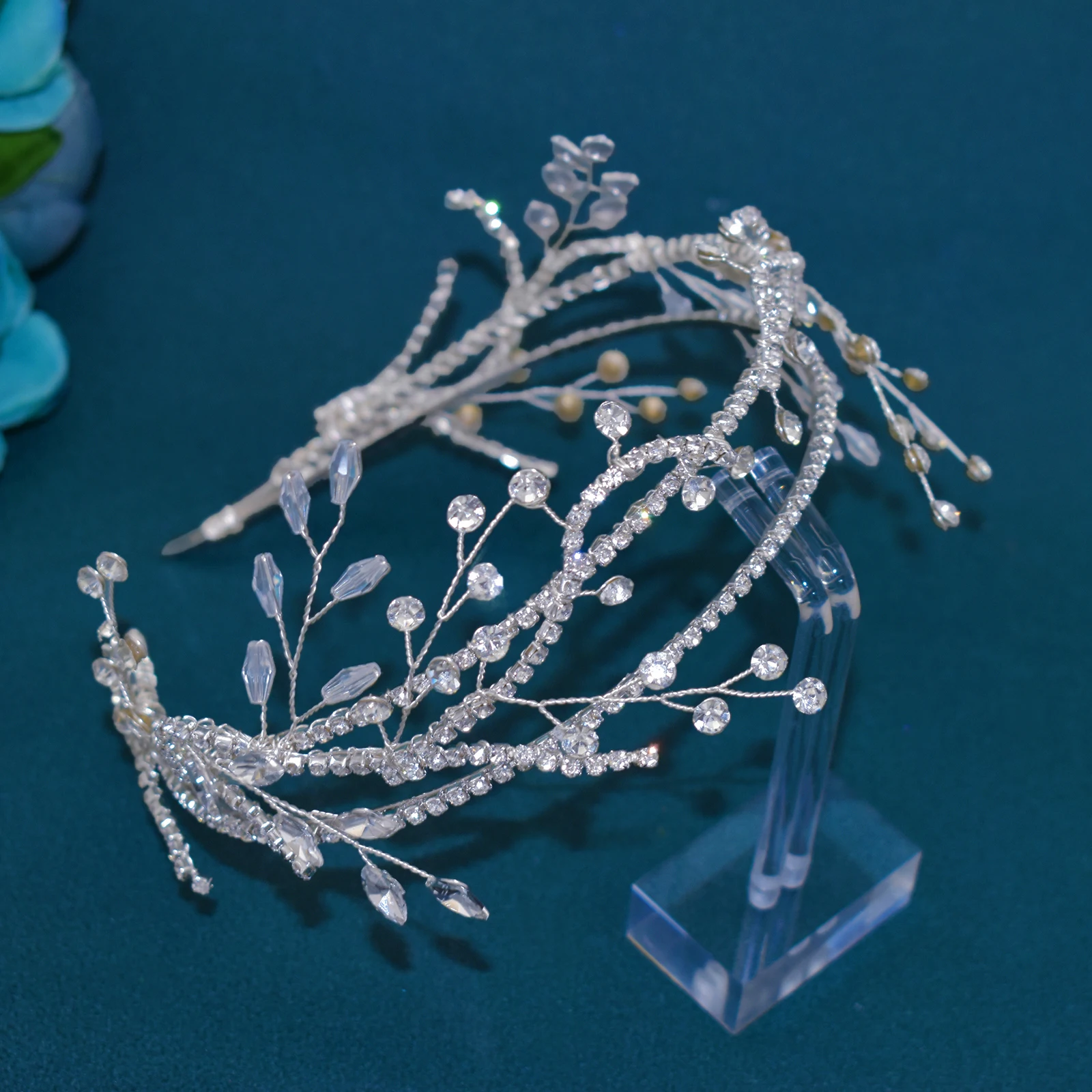 

DZ119 Luxury Full Rhinestone Bridal Headband Handmade Wedding Party Hair Jewelry Crystal Women Hair Accessories Customized Tiara