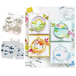Jan 2025 New pink Floral Kaleidoscope Metal Cutting Dies Stamp Stencil Hot Foil Set DIY fresh Scrapbook Card Handmade Embossing