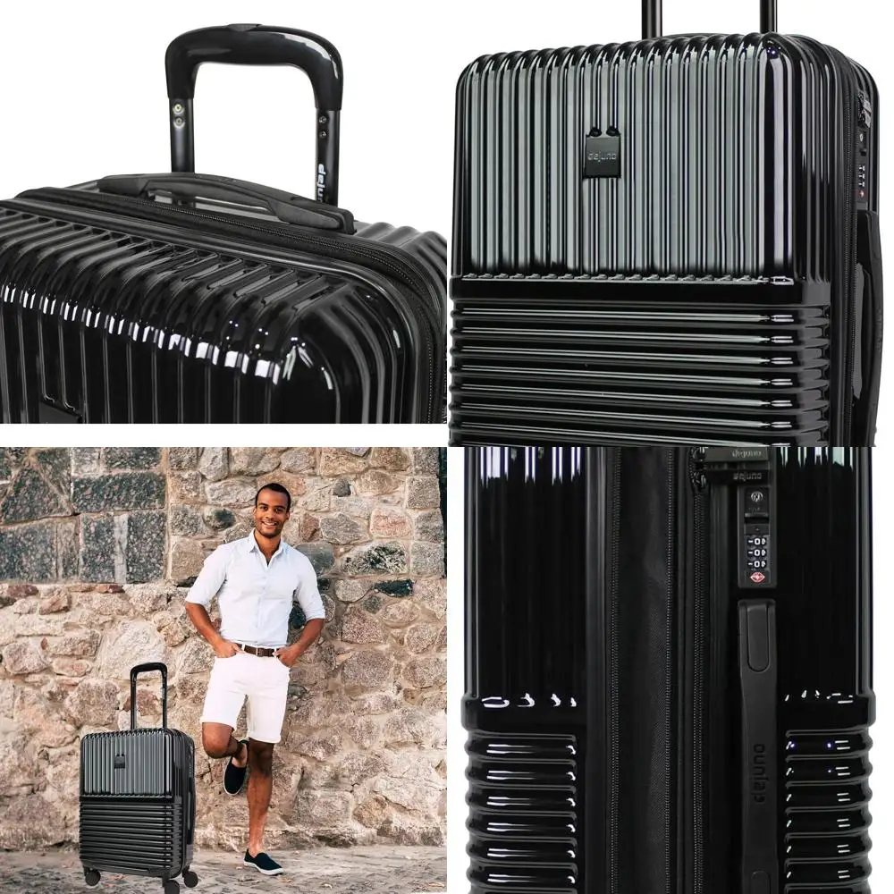 

Dejuno Tonal 20 Expandable Hardside Spinner Suitcase with TSA Lock - Onyx