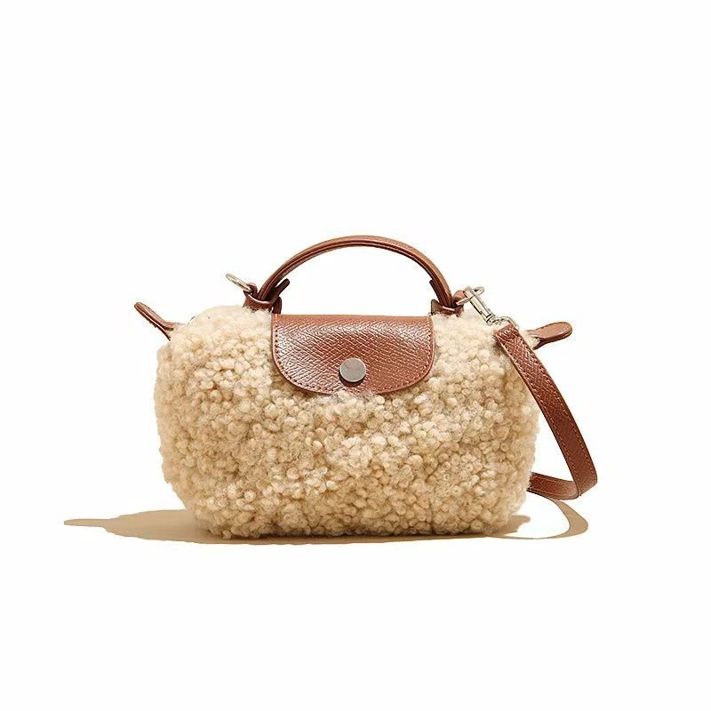 Lamb Bag Mini Handheld Hairy Bag for Women 2025 New Versatile One Shoulder Crossbody Dumpling Bag image 5