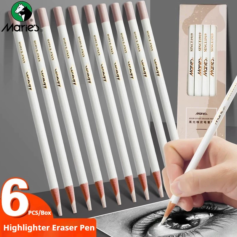 3/6Pcs Eraser Pencil Pen Style Rubber Revise Details Highlight Modeling Art Pens For Manga Design Drawing Sketching Art Supplies