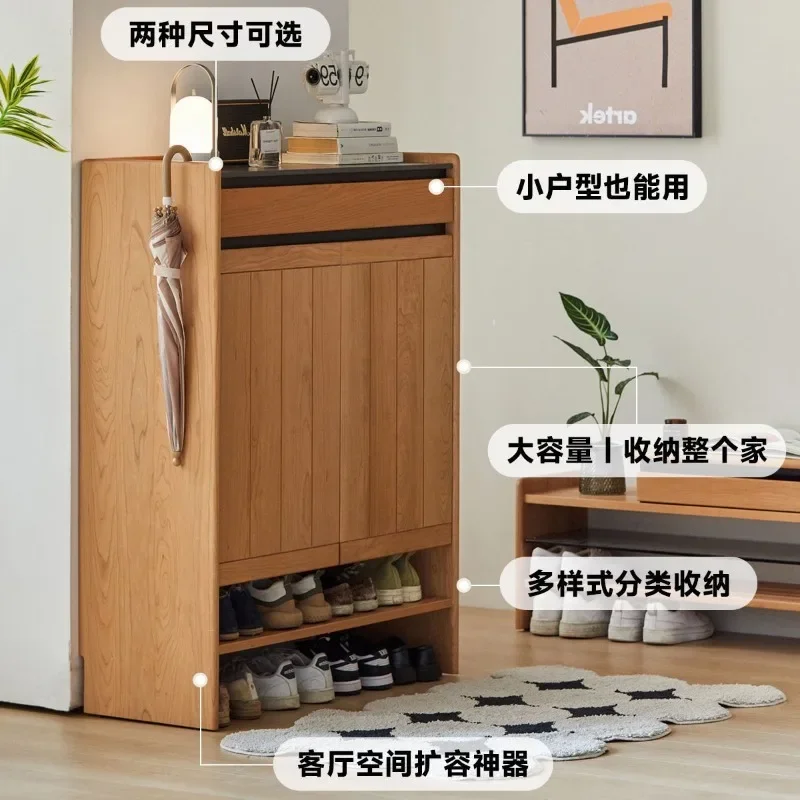 Solid wood shoe cabinet door ultra-thin locker rock slab mystery cabinet