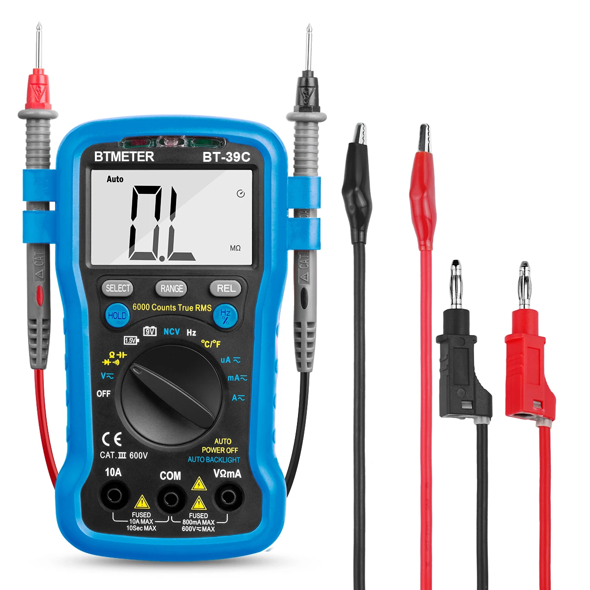 

HP-39C Digital Multimeter- 6000 Counts TRMS Auto Ranging Voltmeter for AC/DC Voltage, Amperage, Ohm, Capacitance & Temperature