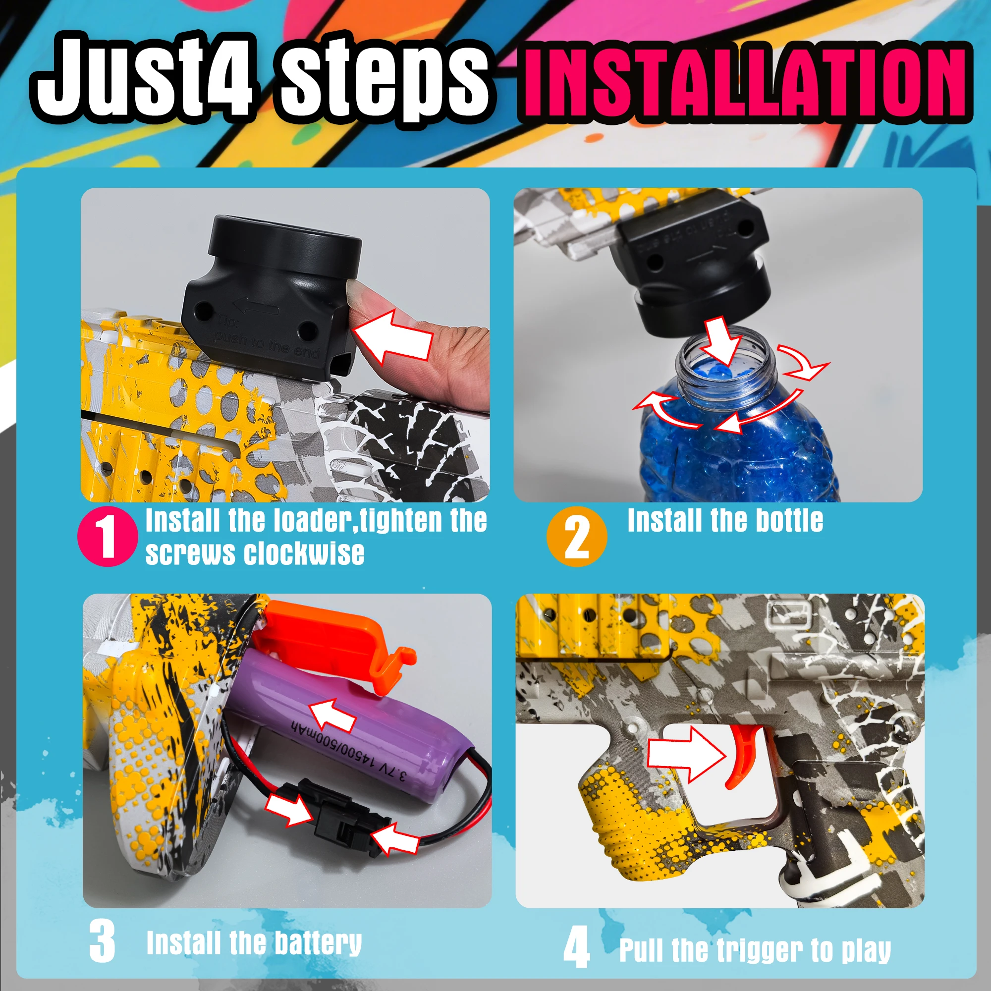 Electric Gel Ball Blaster, High-Speed Automatic Gel Ball Launcher – ideal for outdoor activities, shooting games