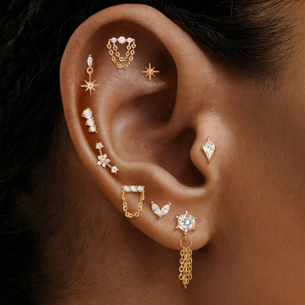 AIDE 14K Solid Gold Geometric - Star Flat Back ulasan dan harga