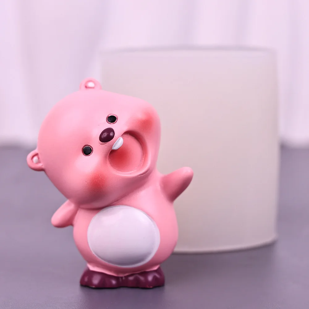 

3D Little Beaver Silicone Mold Girl Doll Hand-made Desktop Decoration Candle Molds for Candle Making Plaster Epoxy Resin Molds