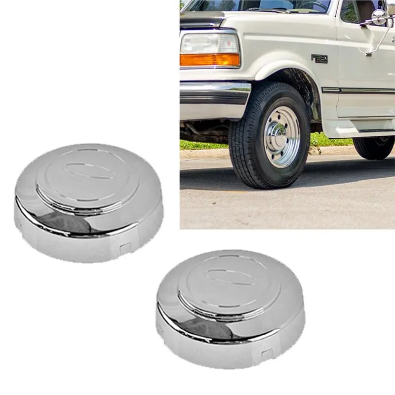 Center Cap 2Pcs Front Wheel Hub Chrome Cover F5TZ1130H F5TZ-1130-H For Ford F E-Series F-250 F350 E150 03-14 E-350 95-03