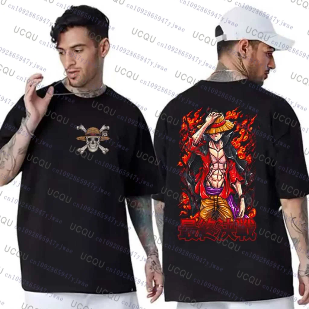 2026 حار اليابانية قطعة واحدة القطن لوفي التي شيرت الرجال تنفس القطن التي شيرت الصيف النساء الرجال المعتاد الرجال الملابس تأثيري التي شيرت