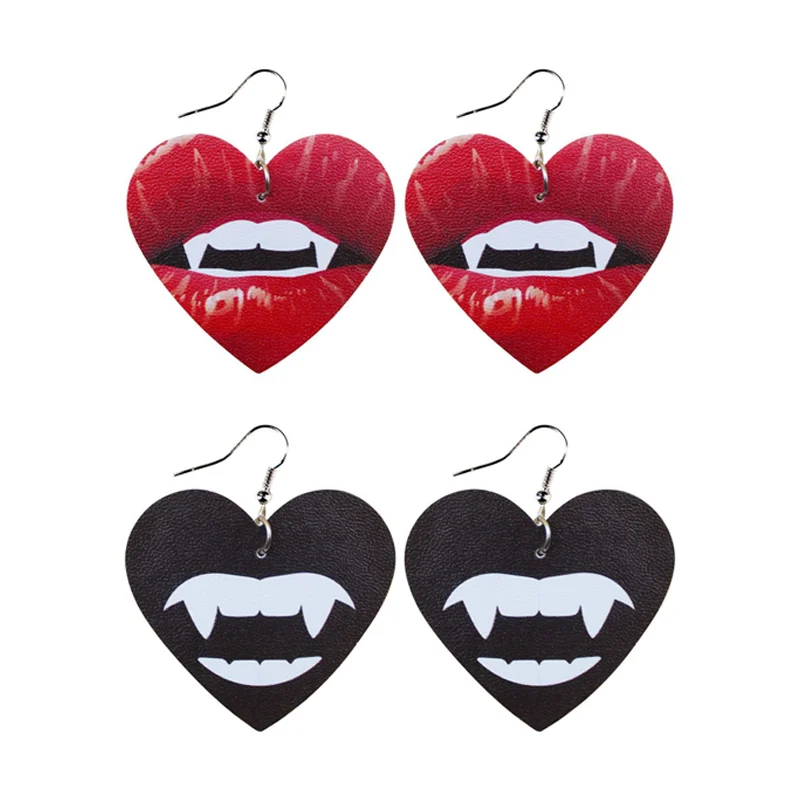 Halloween Vampire Heart-shaped Lips Earrings Teeth Fangs Pendant Dentist Dental Gift DIY Making Accessories Party Decoration