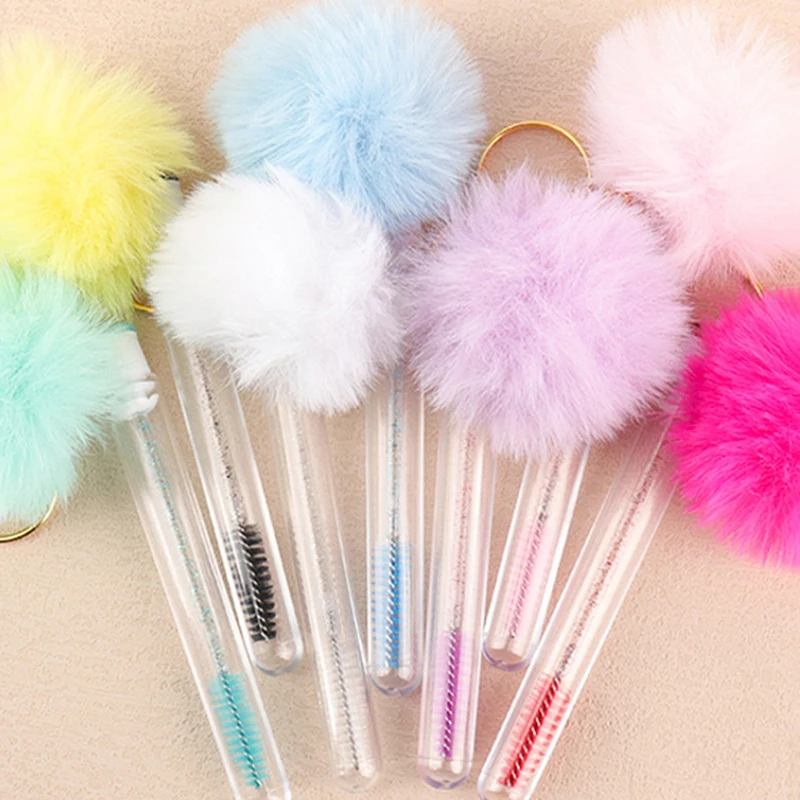 Make-up Pinsel Staubdicht Augenbrauen Kamm Schönheit Werkzeuge Wimpern Pinsel Rohr Mit Pompom Wimpern Verlängerung