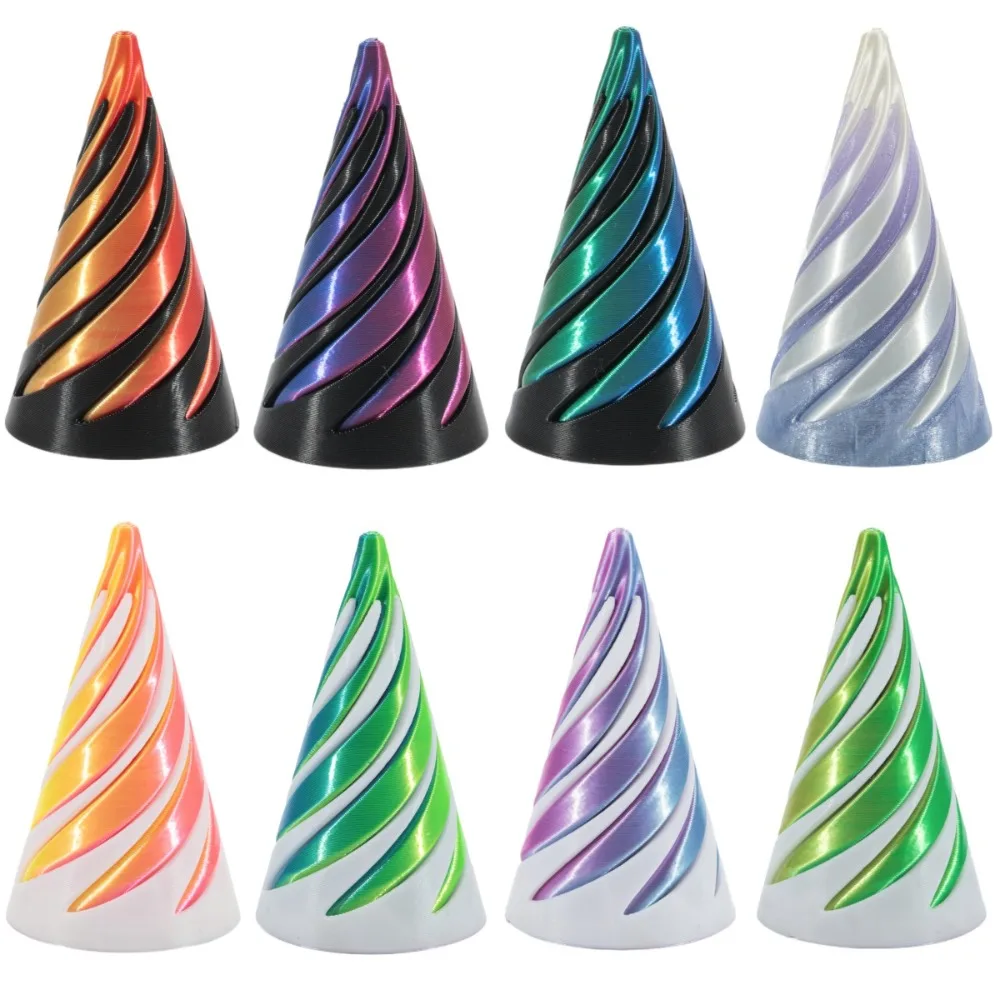 2Pcs 3D Printed Spiral Cone Toy Pyramid Passthrough Sculpture Fidget Toy Mini Vortex Thread Illusion Toy Children Gift