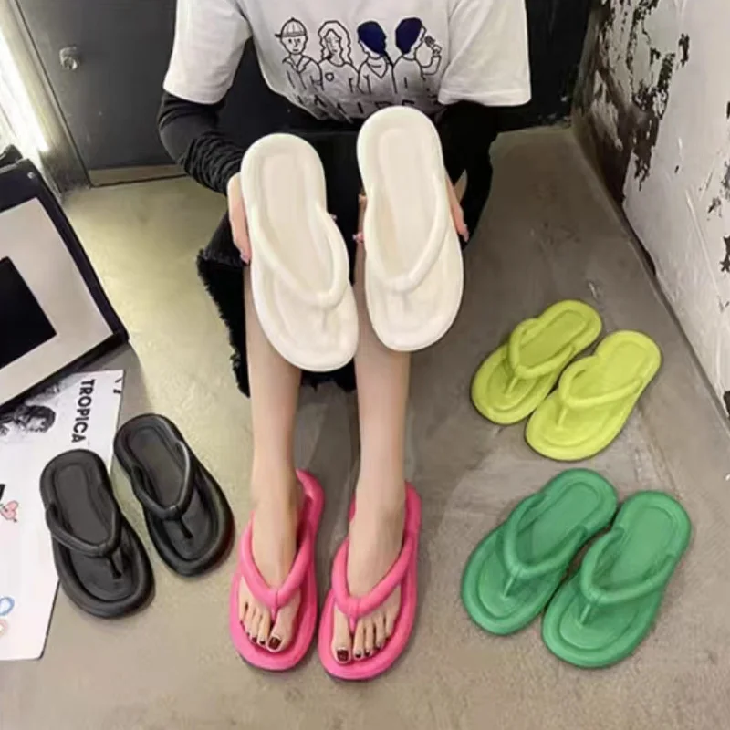 Female summer new ins flip-flops fashion net infrared wear flip-flops eva solid color light simple non-slip beach