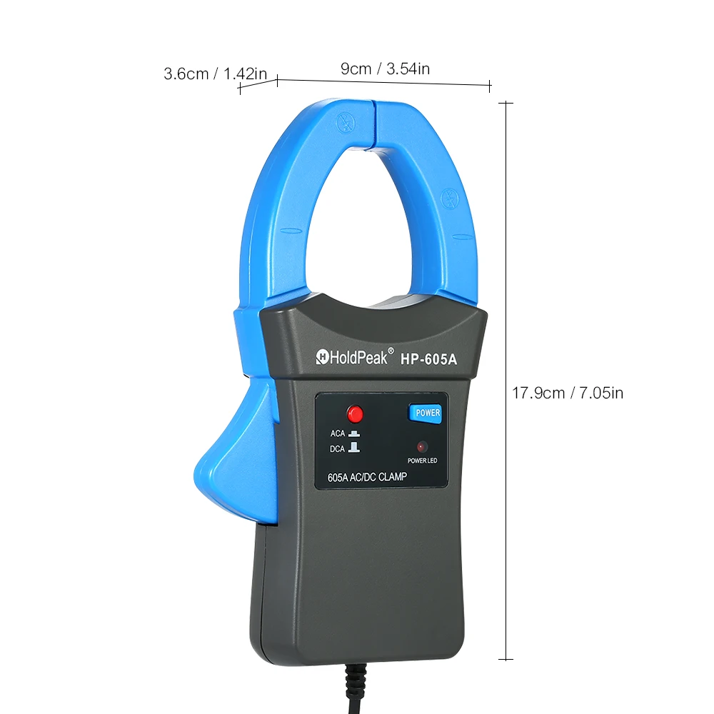 HoldPeak 600A DC/AC Current Clamp Adapter Clamp-On Adapter Meter with Test Probes