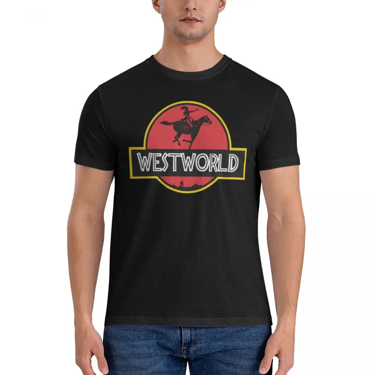 JP T-Shirt for Men Westworld Novelty Cotton Tees O Neck Short Sleeve T Shirts Printing Clothing