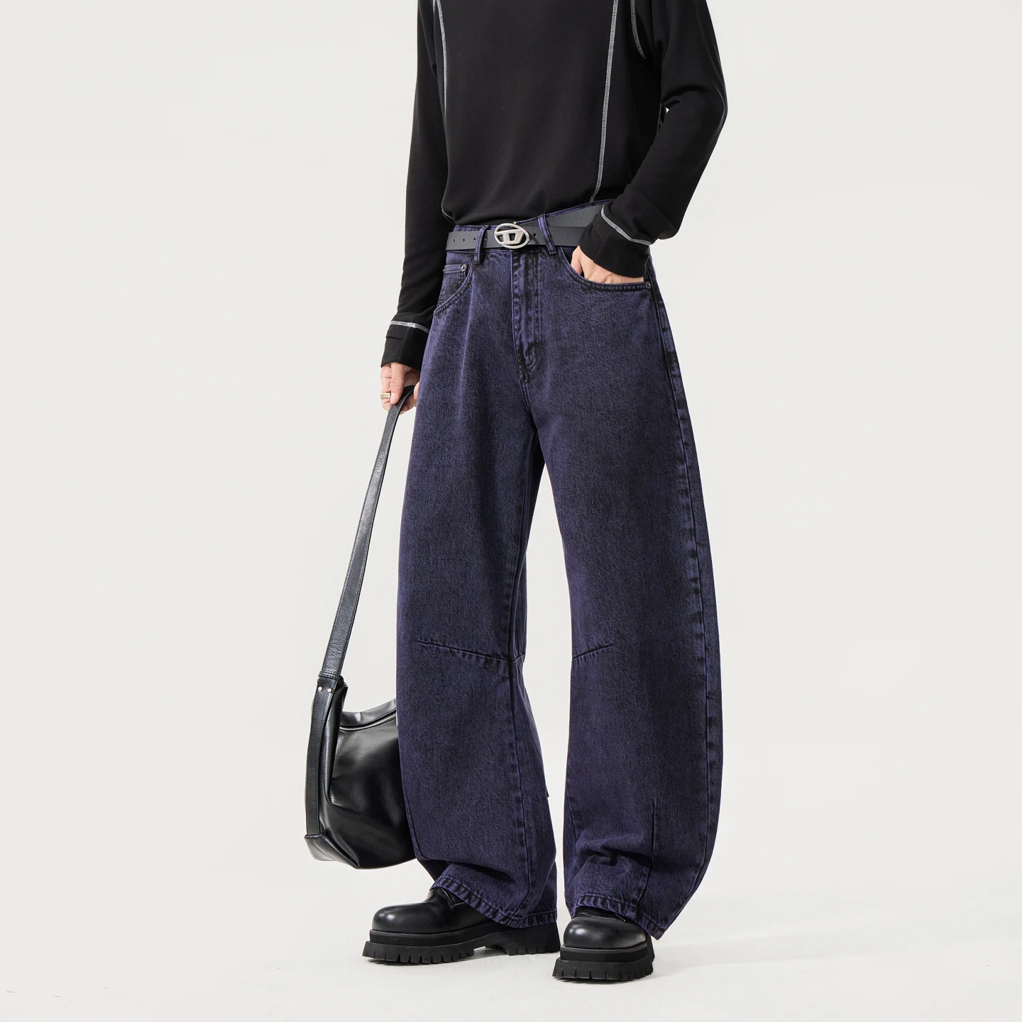 Vintage Denim Wide Leg Curved Baggy Pants Jeans Men Fashion Loose Casual Plus Size Streetwear Vibe Scimitar Jeans Pants Trousers