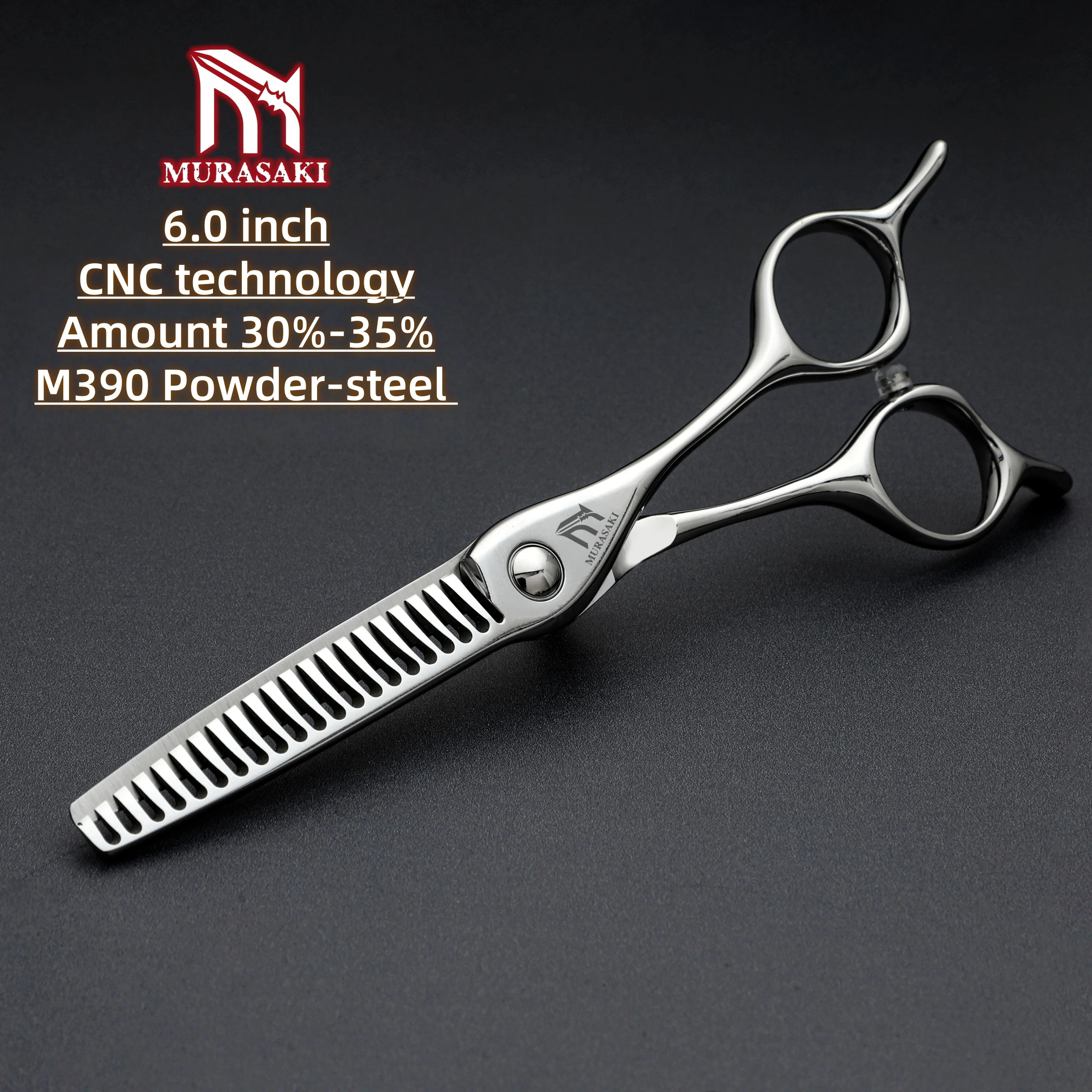 MURASAKI Top-level Hair Thinning Scissors, 6.0 Made by CNC Technology and Powder Steel, Ergonomic Design Handle Barber Accessori