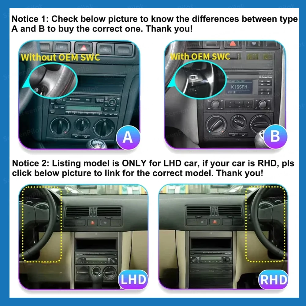 Car Radio Android 16 For Volkswagen VW Golf 4 Carplay For 2002-2008 Jetta MK4 Classics LHD Qualcomm Multimedia Player GPS Auto