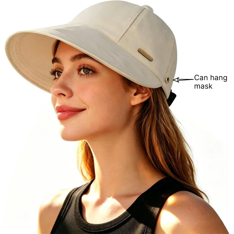 Adjustable Women Sun Hat Wide Brim Hat Quick Drying Ponytail Baseball Cap Foldable Packable for Summer Beach Golf Hiking Fishing