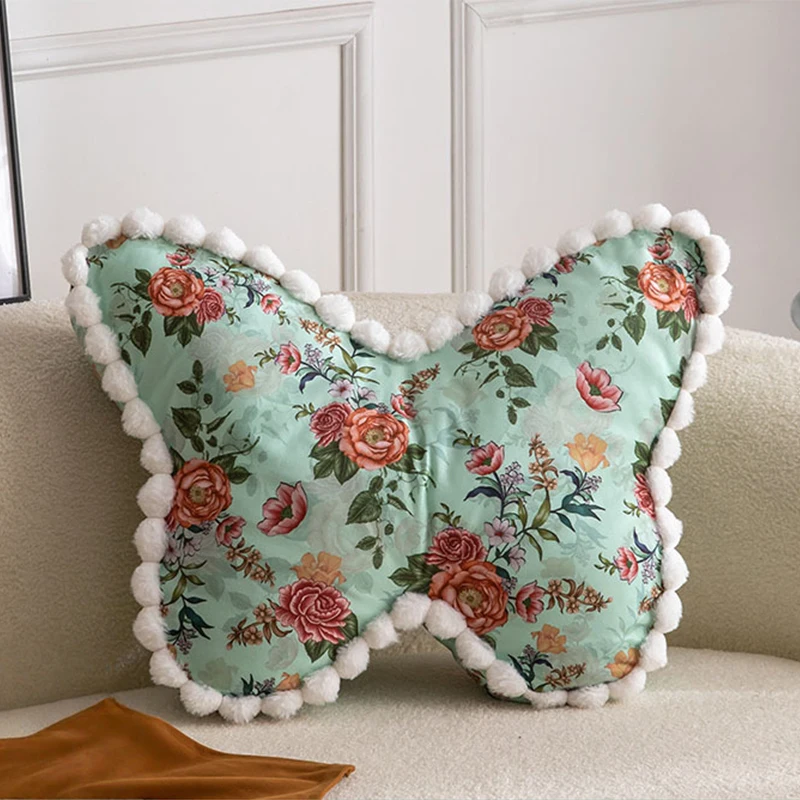 

Милая подушка-бабочка во французском винтажном стиле, розовая, с цветочным узором, для гостиной и спальни, декоративная подушка-бабочка