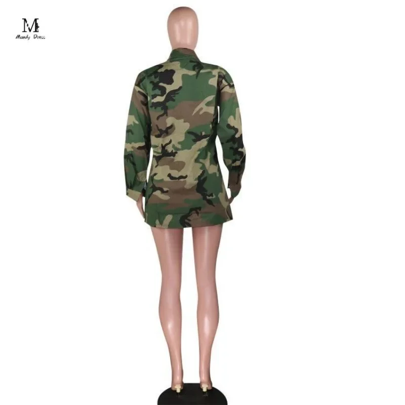 S-6XL Plus Size Women Camouflage Jacket Long Sleeve Sequins Lip Y2K Streetwear Clothes Fall Winter Fashion Camo Coats