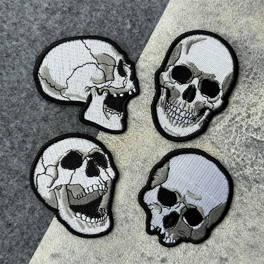 Punk Skull Morale Tactical Patch Embroidered Hook and Loop Patches Badge Military Army Armband Backpack Decoration Sticker