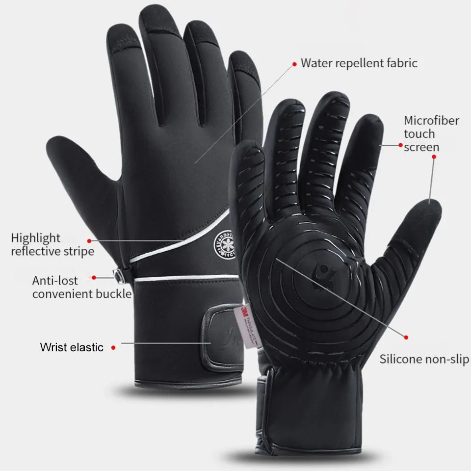 Winter Touch Screen Protector Warm Gloves for Unisex Outdoor Skiing Hiking Thick Velvet Full Finger Gloves Cycling Running Warm