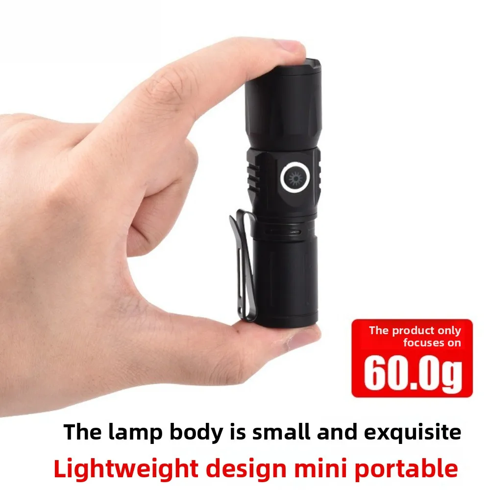 Strong Light Mini Flashlight,Outdoor Multifunctional Rechargeable Portable Torch Bright LED Long-Lasting Battery Water-Resistant