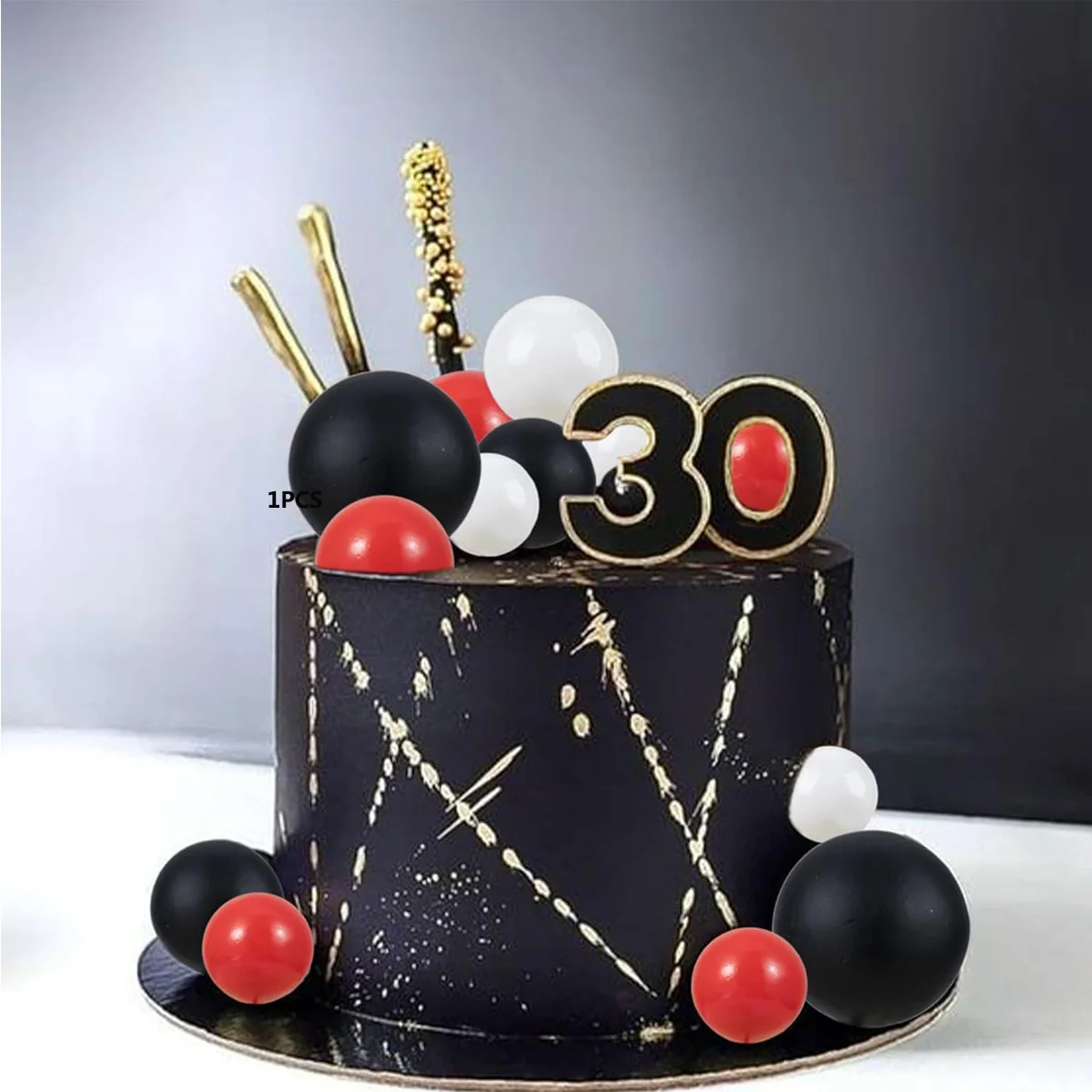 Ball Kuchen Topper Dekorationen Mini Luftballons Kuchen Topper Schaum Bälle Kuchen Für Hochzeit Party Geburtstag Kuchen Dekorieren Rot Schwarz Weiß – Detail 5