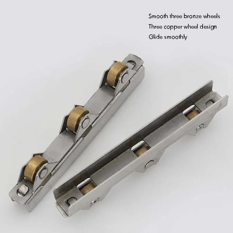 4 قطعة/المجموعة باب من الزجاج بدون إطار و نافذة بكرة مع 3 عجلات النحاس ل 8-10 مللي متر سميكة الزجاج ، انزلاق زجاج الباب الأسطوانة الجمعية #5