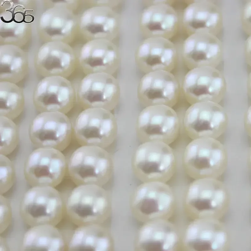 20PCS 4-12MM Natural AAA Grade White Button Flat Back Round Freshwater Pearl Half Drilled Hole Loose Beads