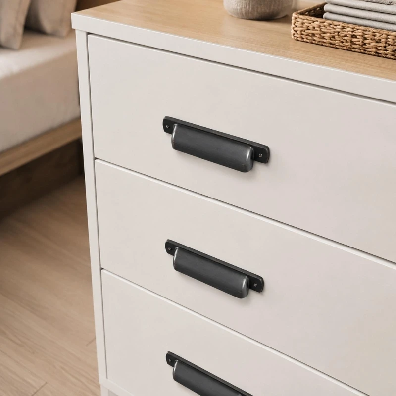 6-Piece Cup Grip Drawer Cup Pulls Set for Cabinets and Drawers with Metal Construction and Two-Hole Mounting Plates for 448A