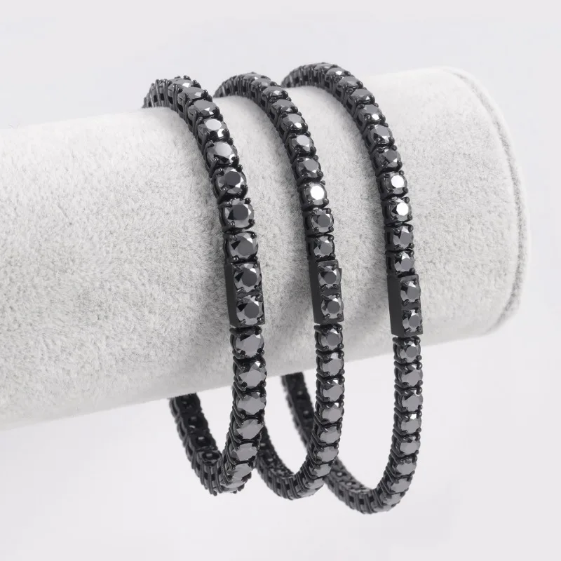 4-5mm Black VVS1 Moissanite Tennis Bracelet 316L Stainless Steel Hiphop Men Jewelry Link Chain Bracelets  Pass Tester with Gra