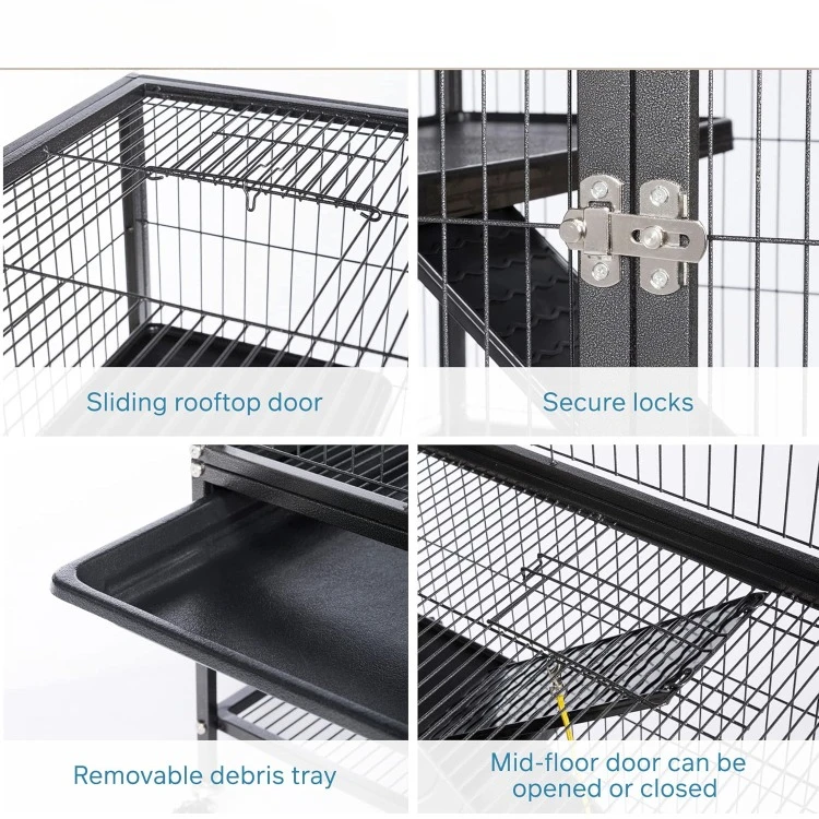 485 Dom dla fretki Feisty ze stojakiem, czarny młotek