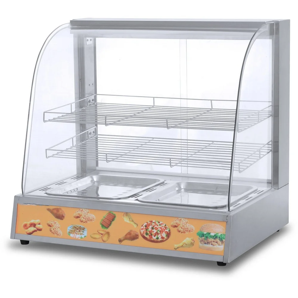 Hot Sale Table Top 3 Layers Glass Food Warmer Display Showcase Fast Food Restaurant Equipment