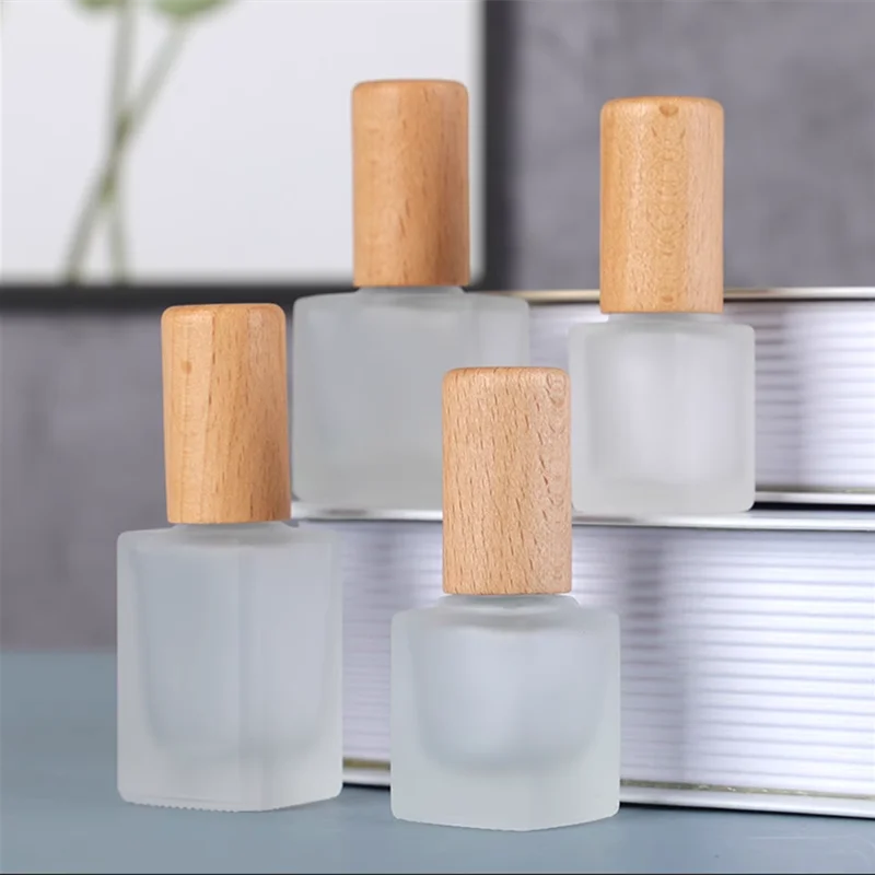 

10/30PCS 6-15ml Frosted Glass Perfume Bottle With Beech Wood Cap Empty Perfume Spray Bottles Refillable Bottle