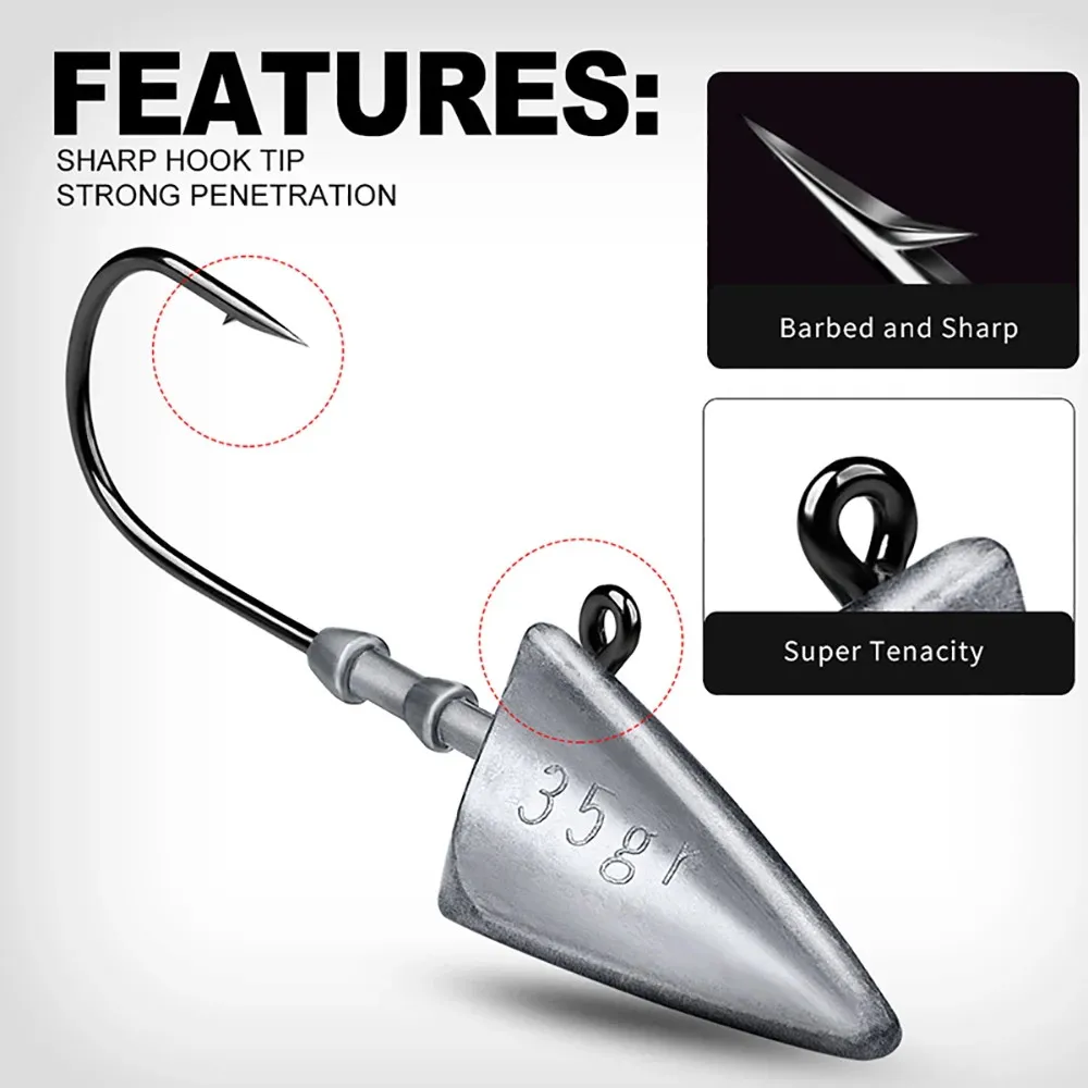 5pcs Triangle Jig Head Fishing Hooks with Sharp Hooks and Soft Bait 7g 10g 15g 21g 28g 35g Premium Lead Jig Head Hooks