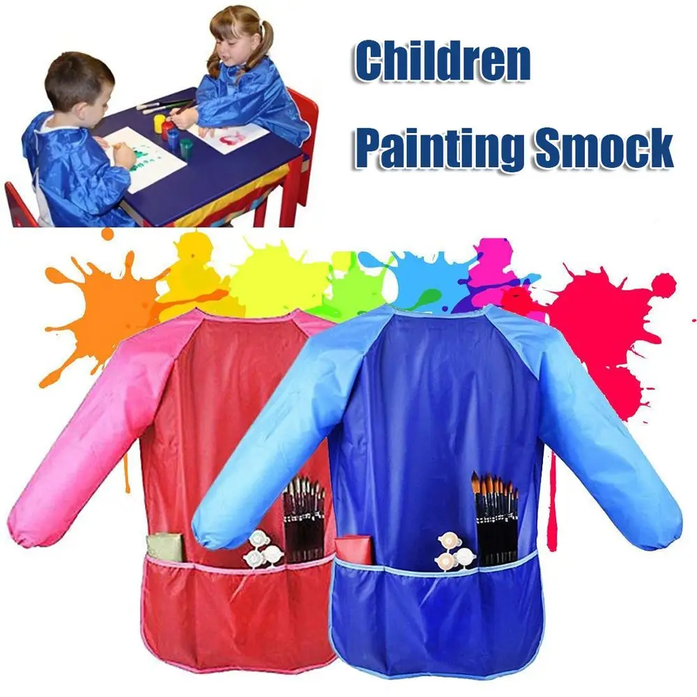 Education Waterproof Portable DIY Baby Children Craft Paint Baking Tool Kids Bib Painting Apron Art Accessory Smock