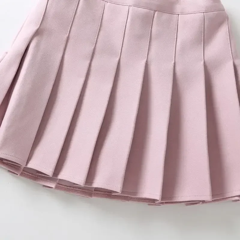 Children Summer Skirt Girls Mini Skirts Vintage Pleated Skirt Korean Tennis Skirts Short Student Uniform Skirts White Black