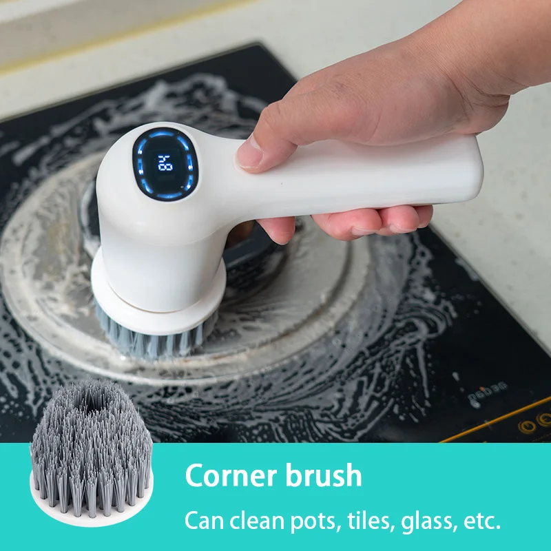 Xiaomi Handheld Electric Cleaning Brush Usb Charging Kitchen Bathroom Household Dishwashing Multifunctional Rotary Scrubber