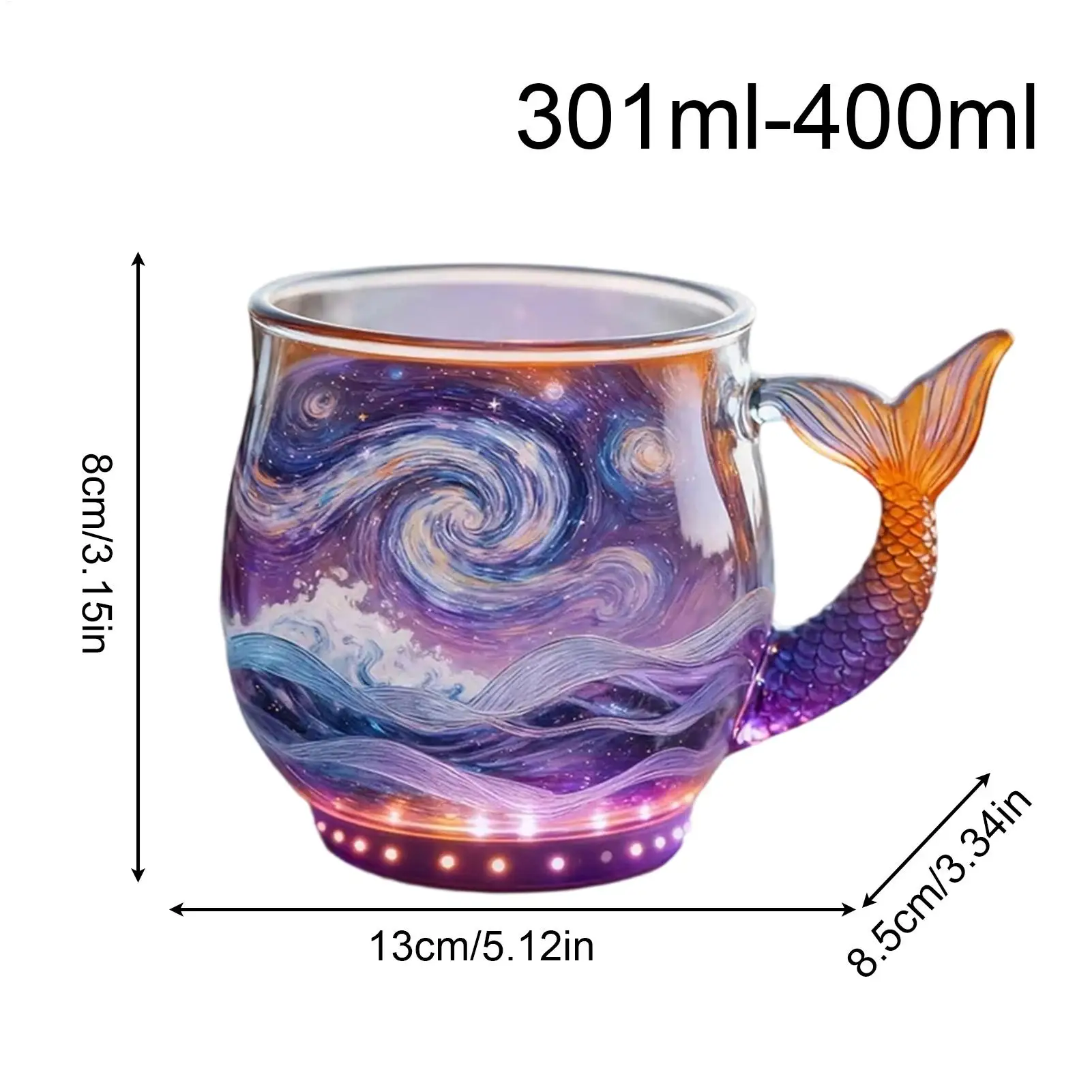 أكواب القهوة الزجاجية مقبض ذيل حورية البحر موجة البحر أكواب القهوة الزجاجية كوب الشاي للمشروبات الباردة الساخنة عصير الماء الحليب ديكور المنزل #6