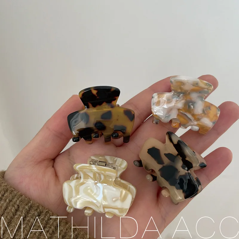 

Заколка для волос с геометрическим рисунком, 1 шт., ацетатный мини-когти, боковой зажим для тонких волос для девочек