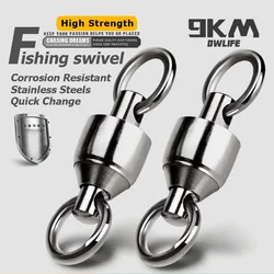 20~100pack Ball Bearing Swivel Fishing Swivel Solid Welding Rings Stainless Steel Heavy Duty Connector Freshwater Saltwater