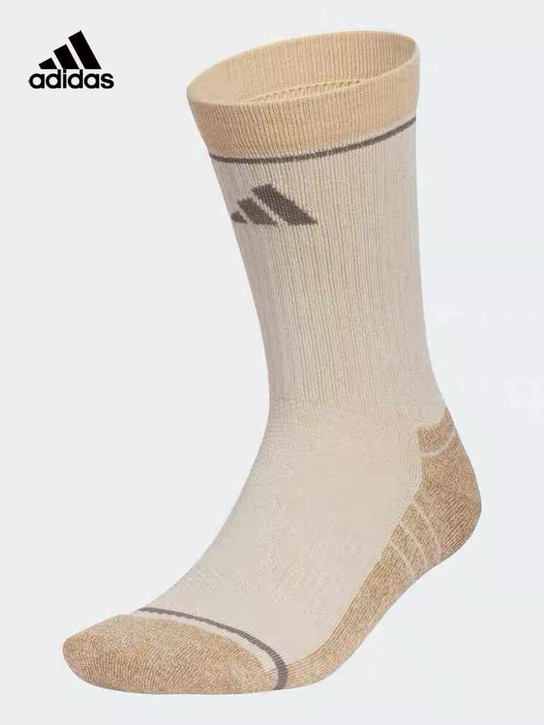 Adidas 1 Pair Unisex Ribbed Crew Calf Socks Breathable Athletic Socks Soft Stretch Sports Socks For Running Daily Wear KR0341
