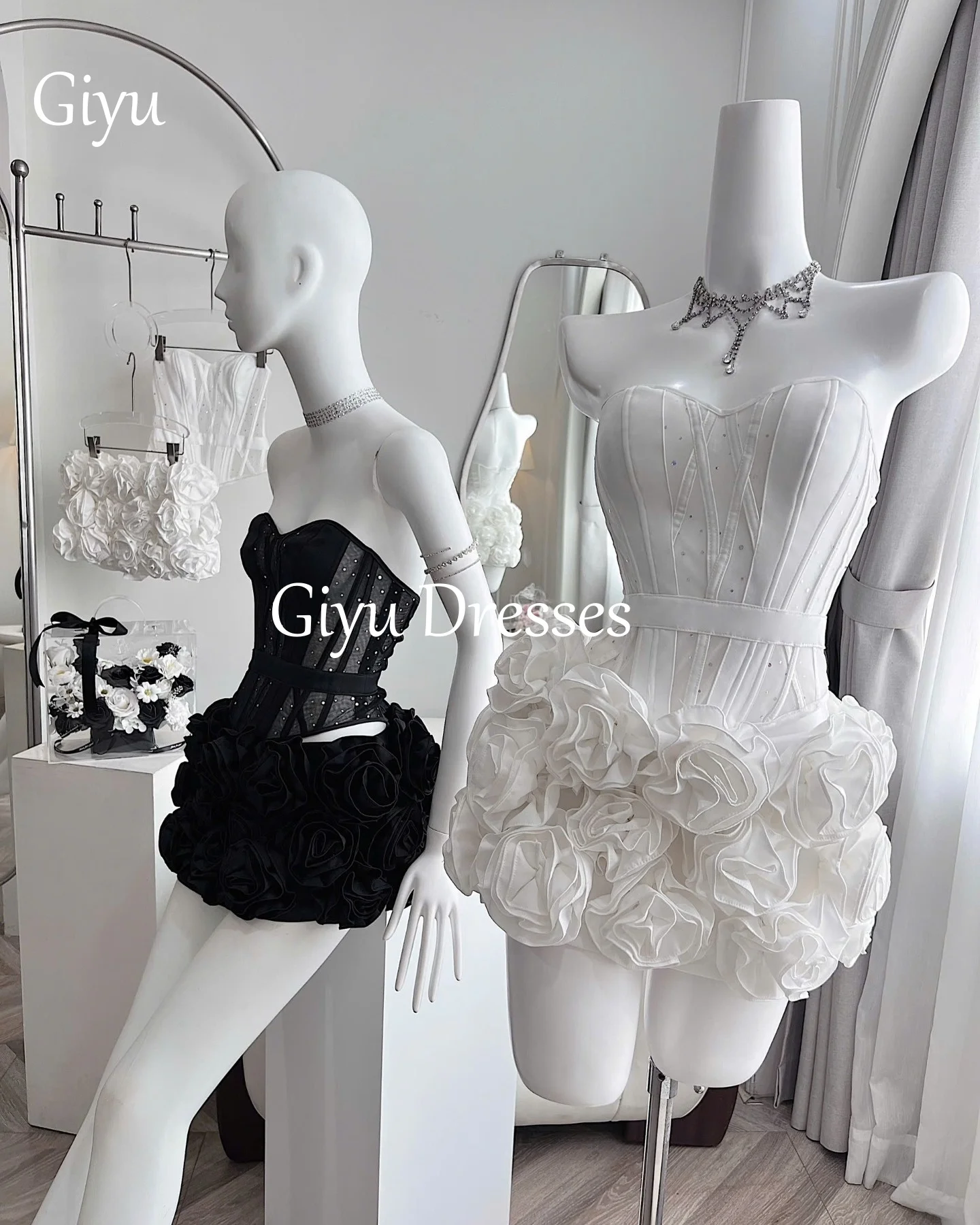 Giyu Sexy Two Piece Prom Dresses Sweetheart Offer Floral Applique Pleated Mini Formal Birthday Party Dress Customized