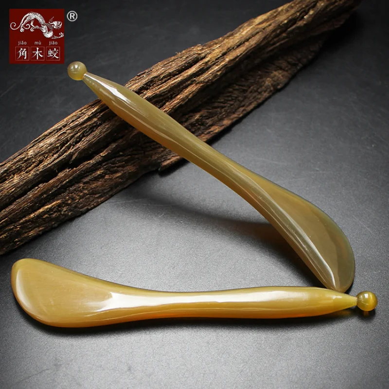 Horned Yak Horn Acupoint Massage Stick, Beauty Scraping Board, Eye Scraper