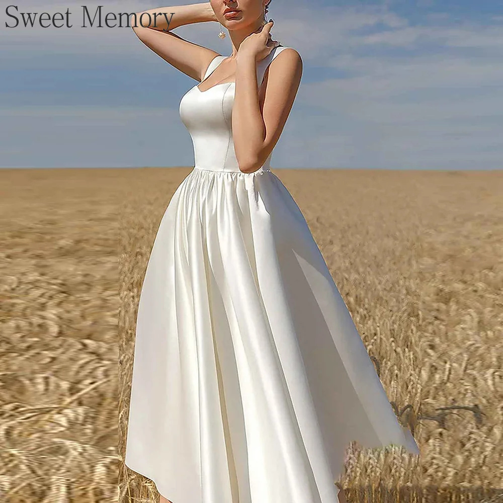 M6100 Customized White Wedding Dress Sweet Memory Elegant Women Party Dress Birthday Gown Girl Fashion A-Line Satin Prom Dresses