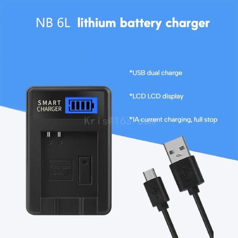 Compact ABS Camera Battery LCD Display for NB6L, SX710/SX700/SX600 Camera Versatile Charging Option USB